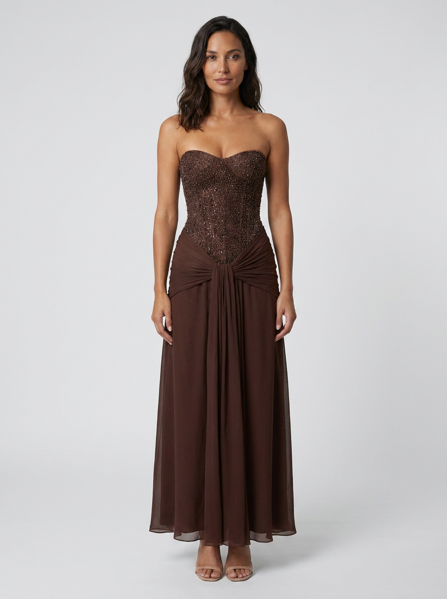 Alessia Corset Strapless Maxi Dress