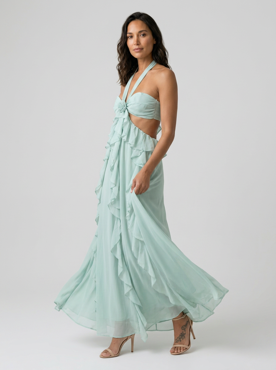 Dahlia Floral Backless Maxi Dress
