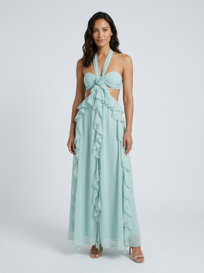 Dahlia Floral Backless Maxi Dress