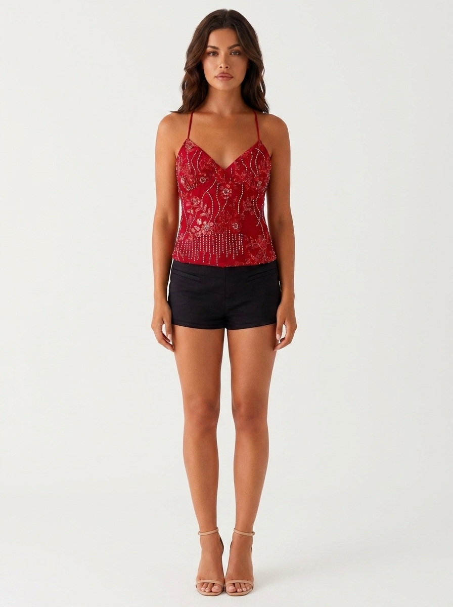 Priya Floral Plunge Top