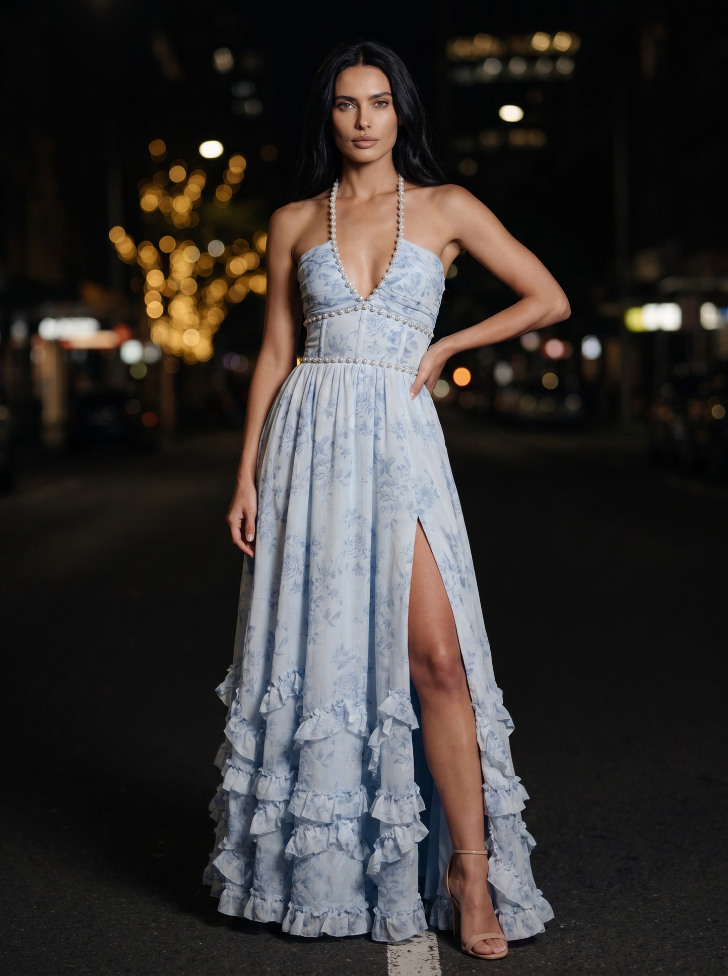 Wynter Maxi Dress - Sky Whisper, front