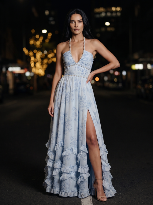 Wynter Maxi Dress - Sky Whisper, front