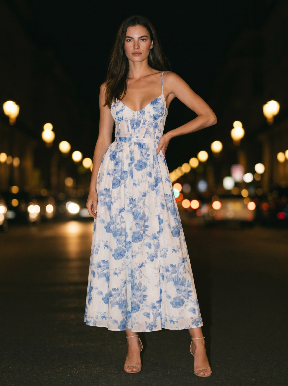Monroe Maxi Dress - Blue, front