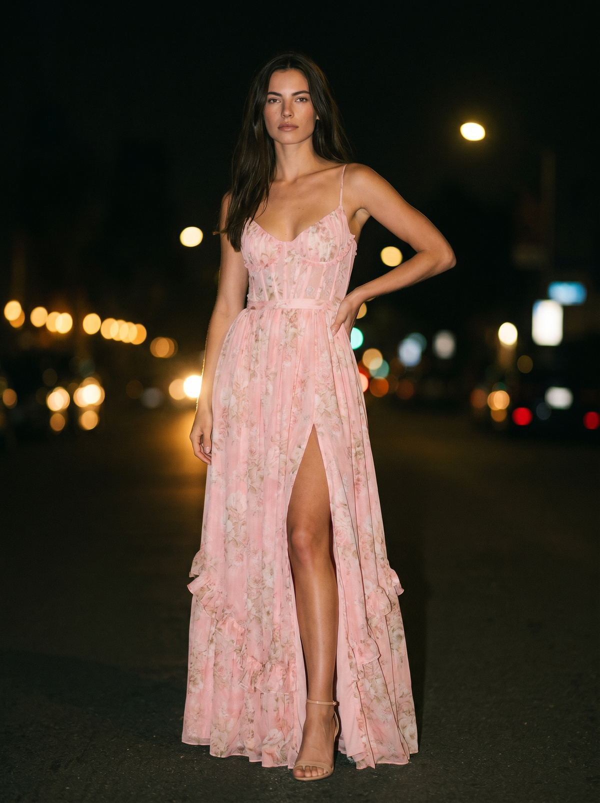 Monroe Maxi Dress - Blush, front