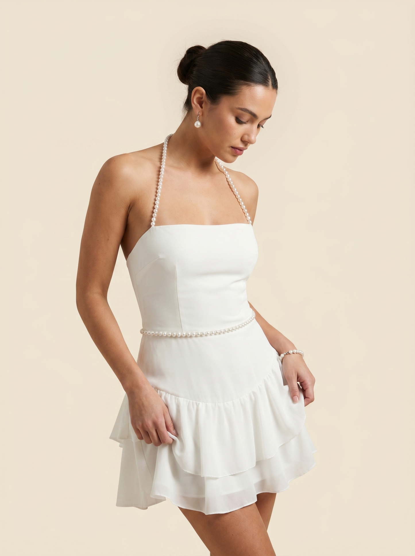 Gabriela Floral Embellished Mini Dress - White