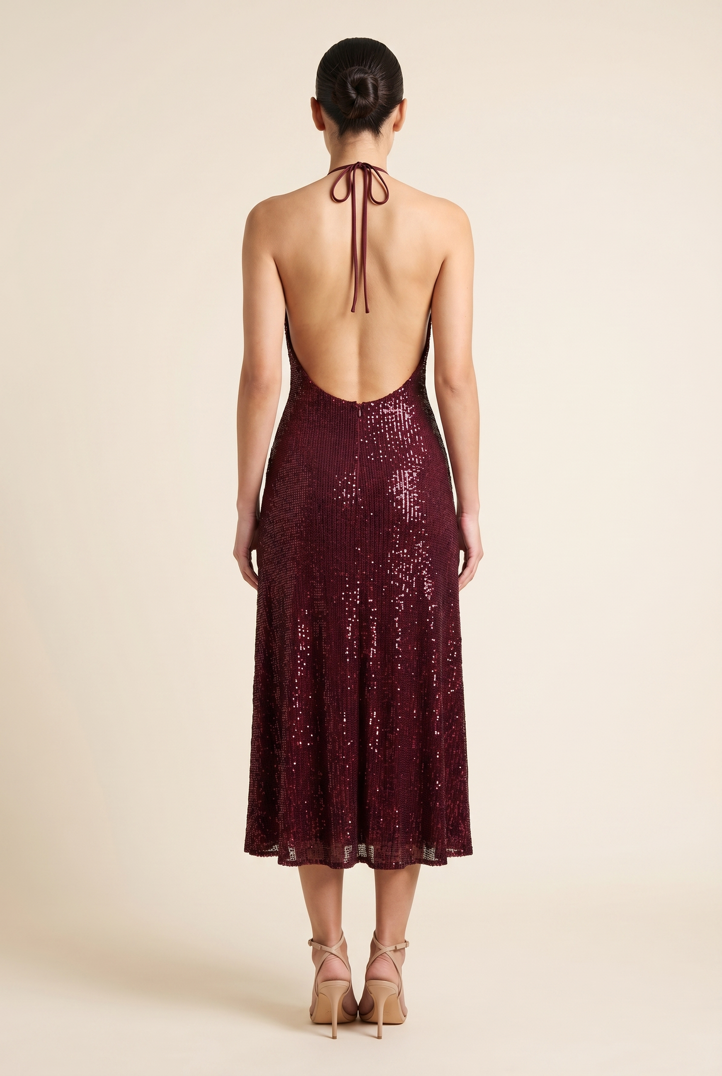 Selena Embellished Halter Midi Dress
