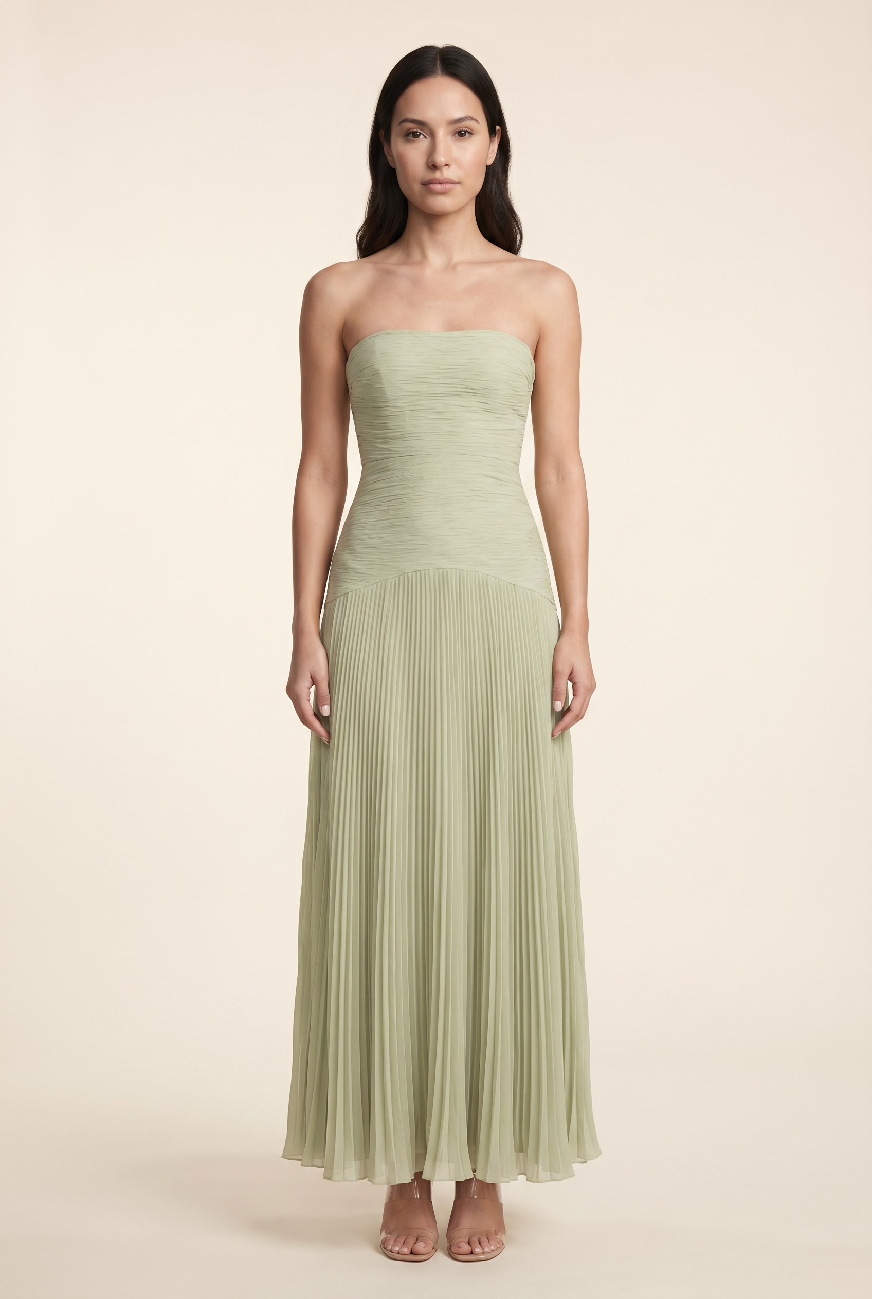 Nellie Pleated Strapless Maxi Dress