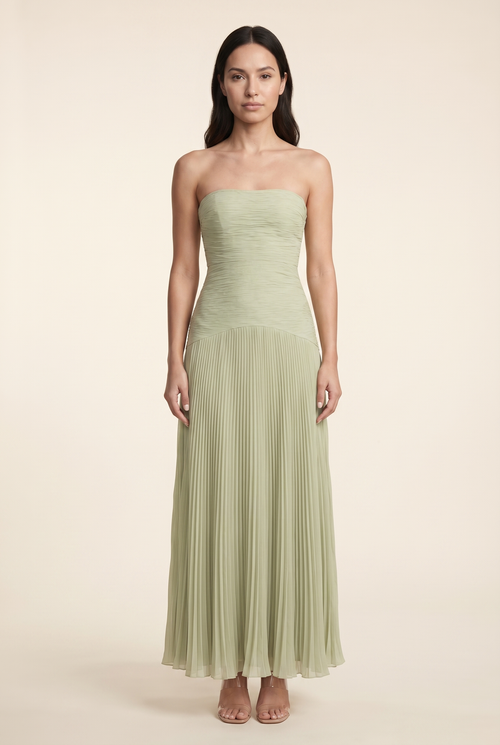 Nellie Pleated Strapless Maxi Dress