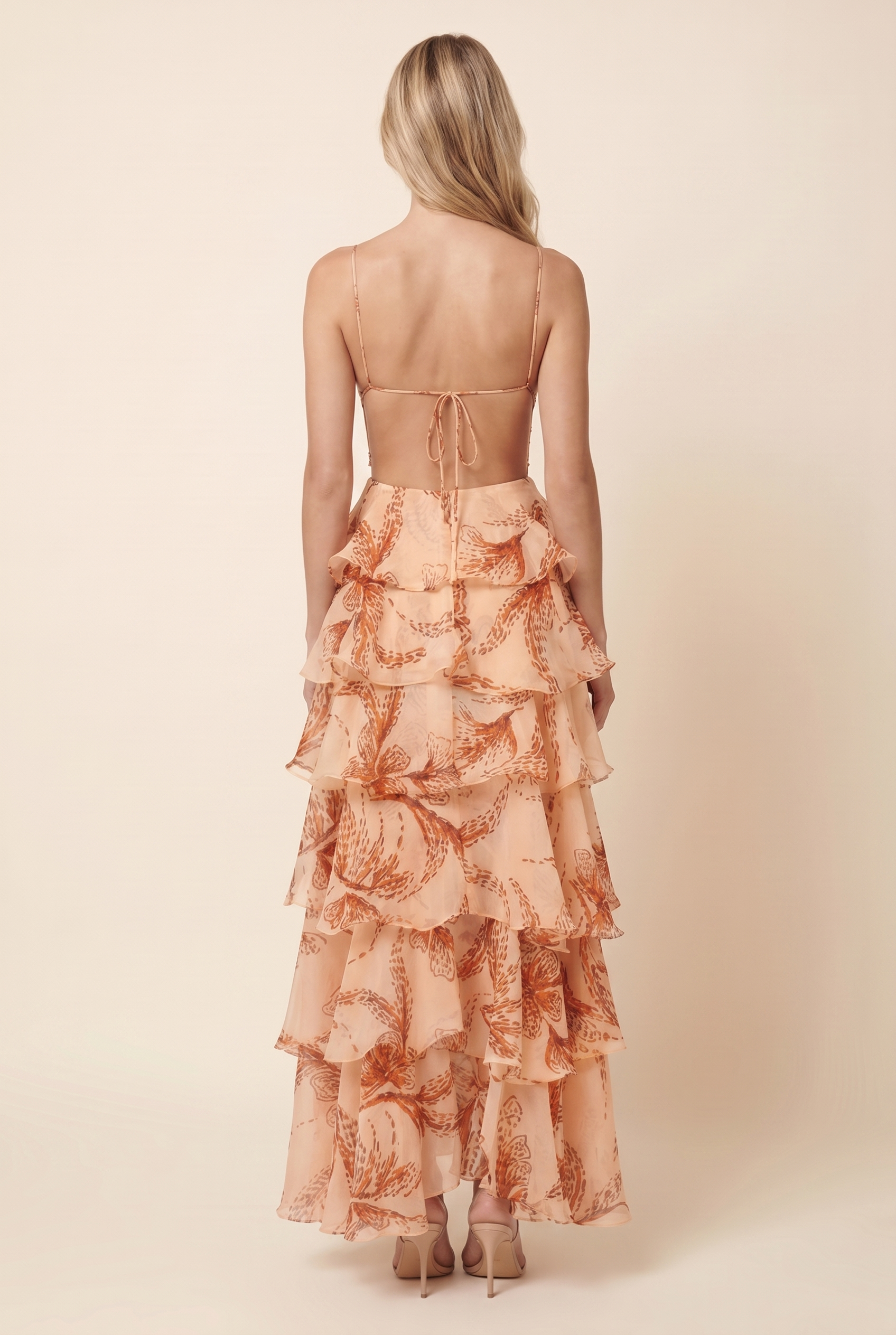 Kira Butterfly Ruffle Maxi Dress