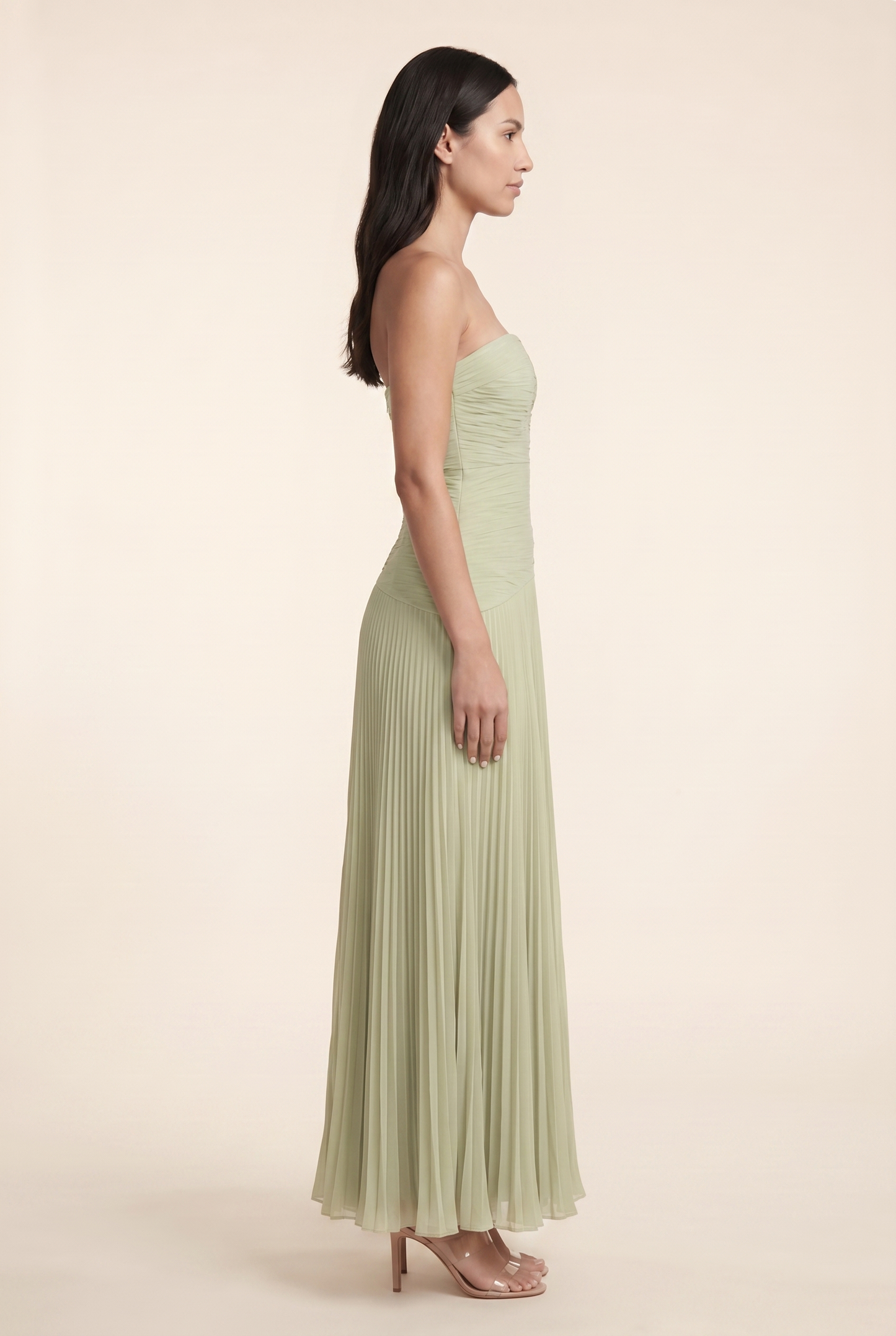 Nellie Pleated Strapless Maxi Dress