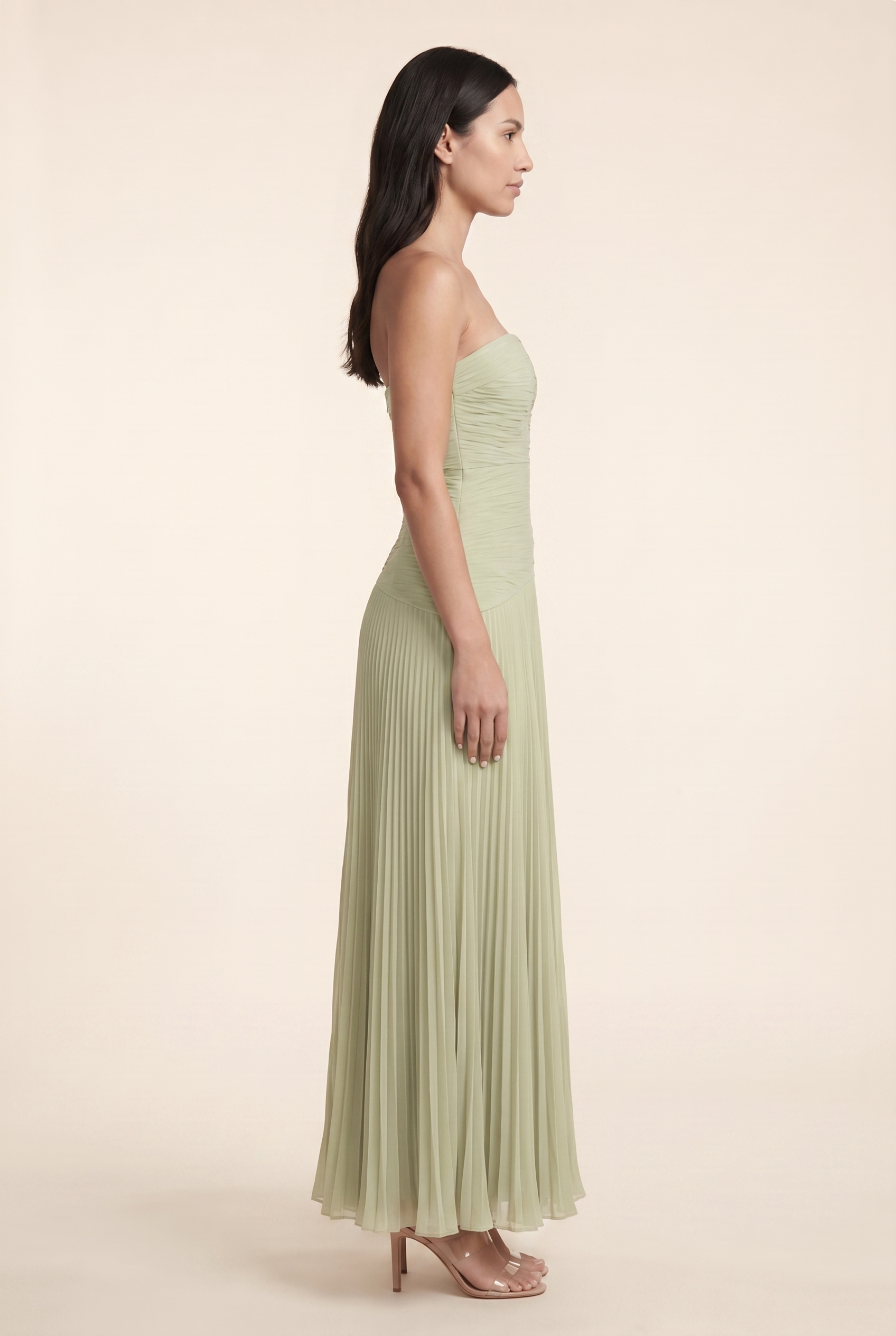 Nellie Pleated Strapless Maxi Dress