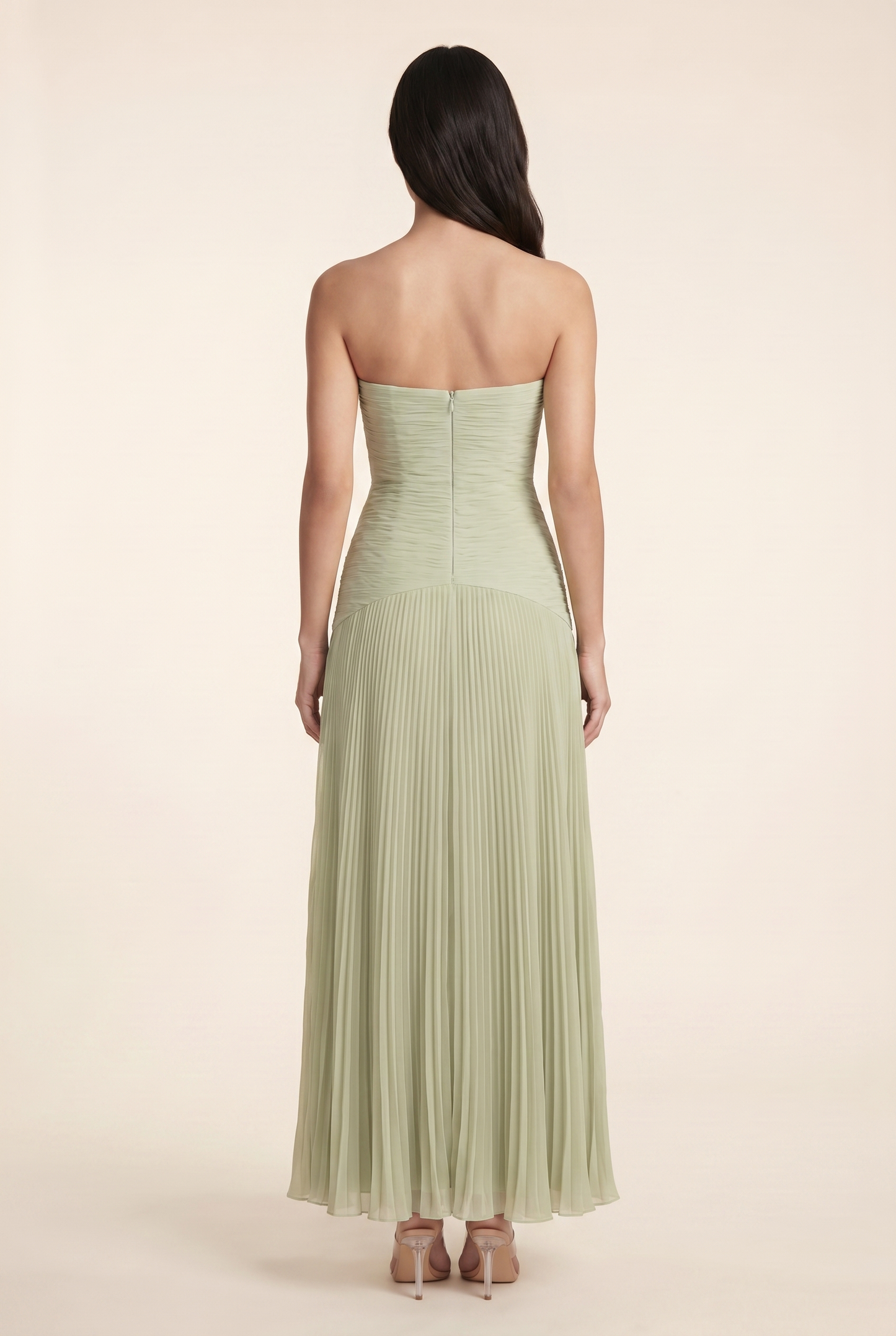 Nellie Pleated Strapless Maxi Dress