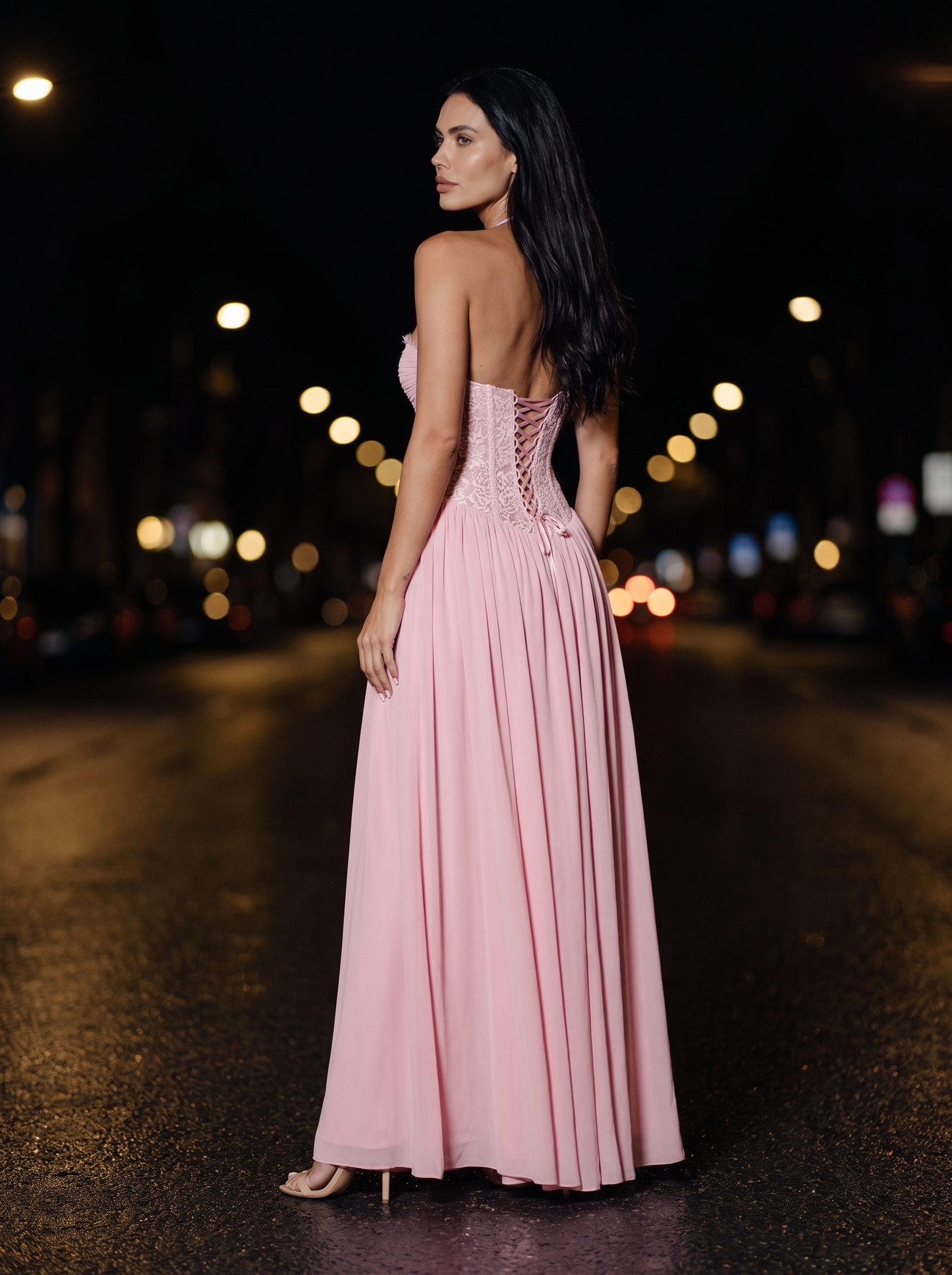 Leonie Maxi Dress - Pink, back