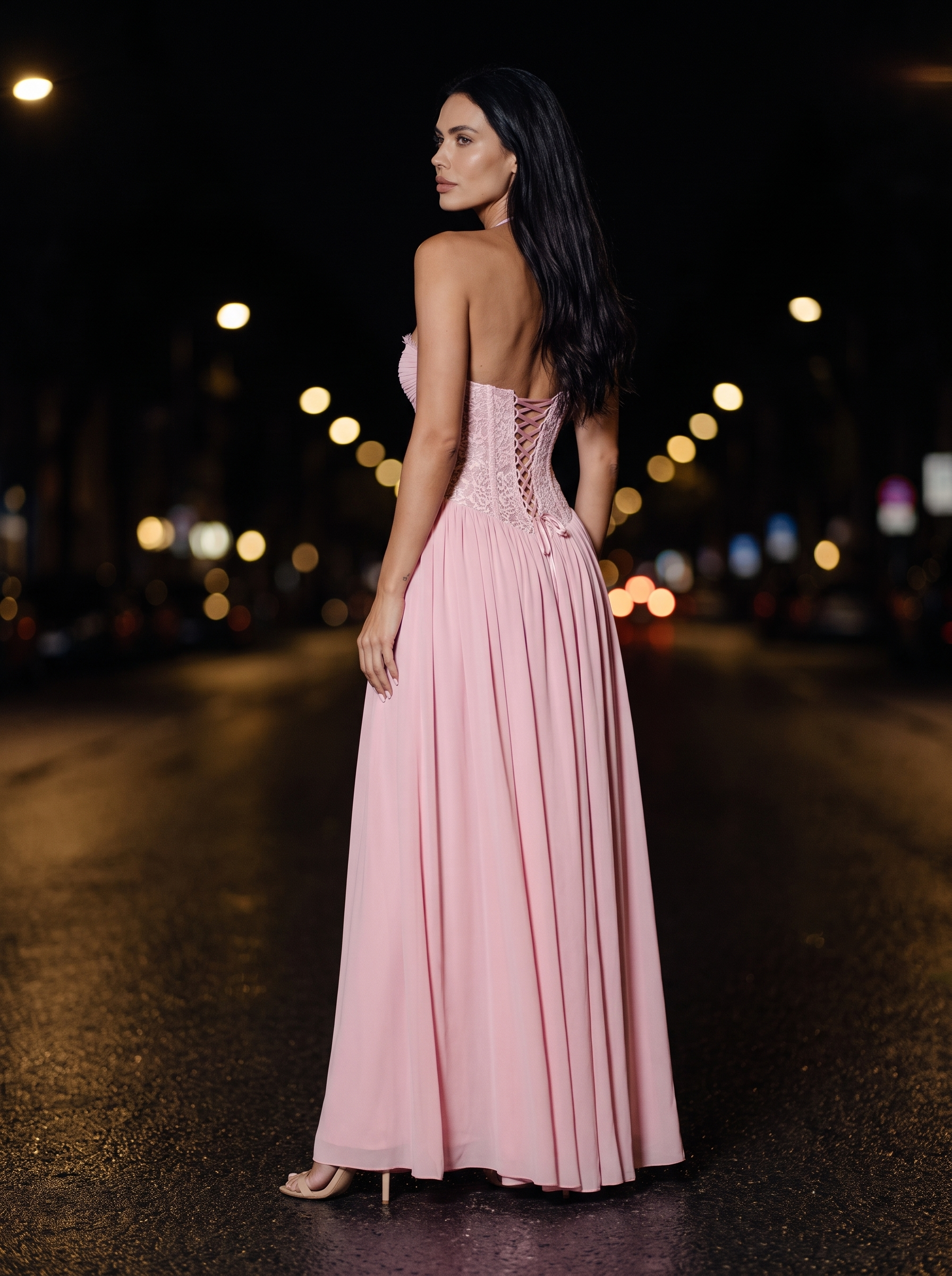 Leonie Maxi Dress - Pink, back