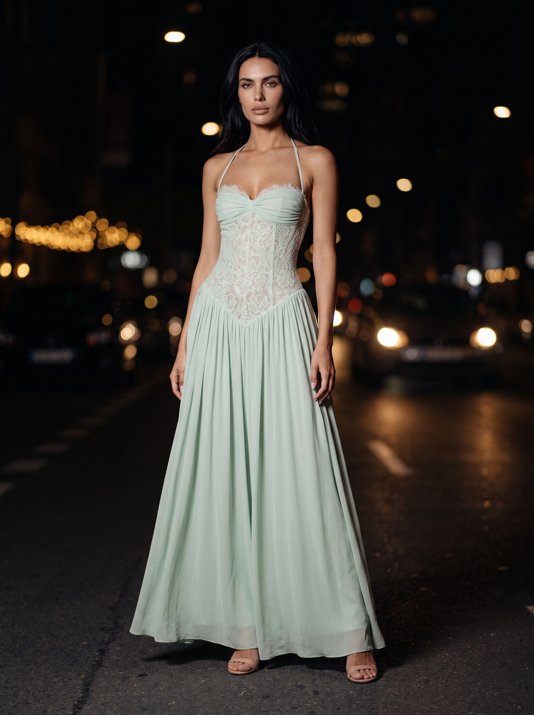 Leonie Maxi Dress - Mint, front
