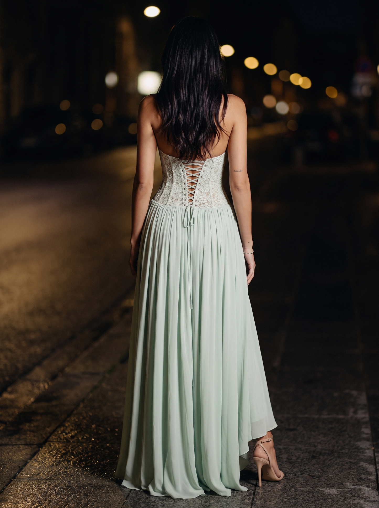 Leonie Maxi Dress - Mint, back