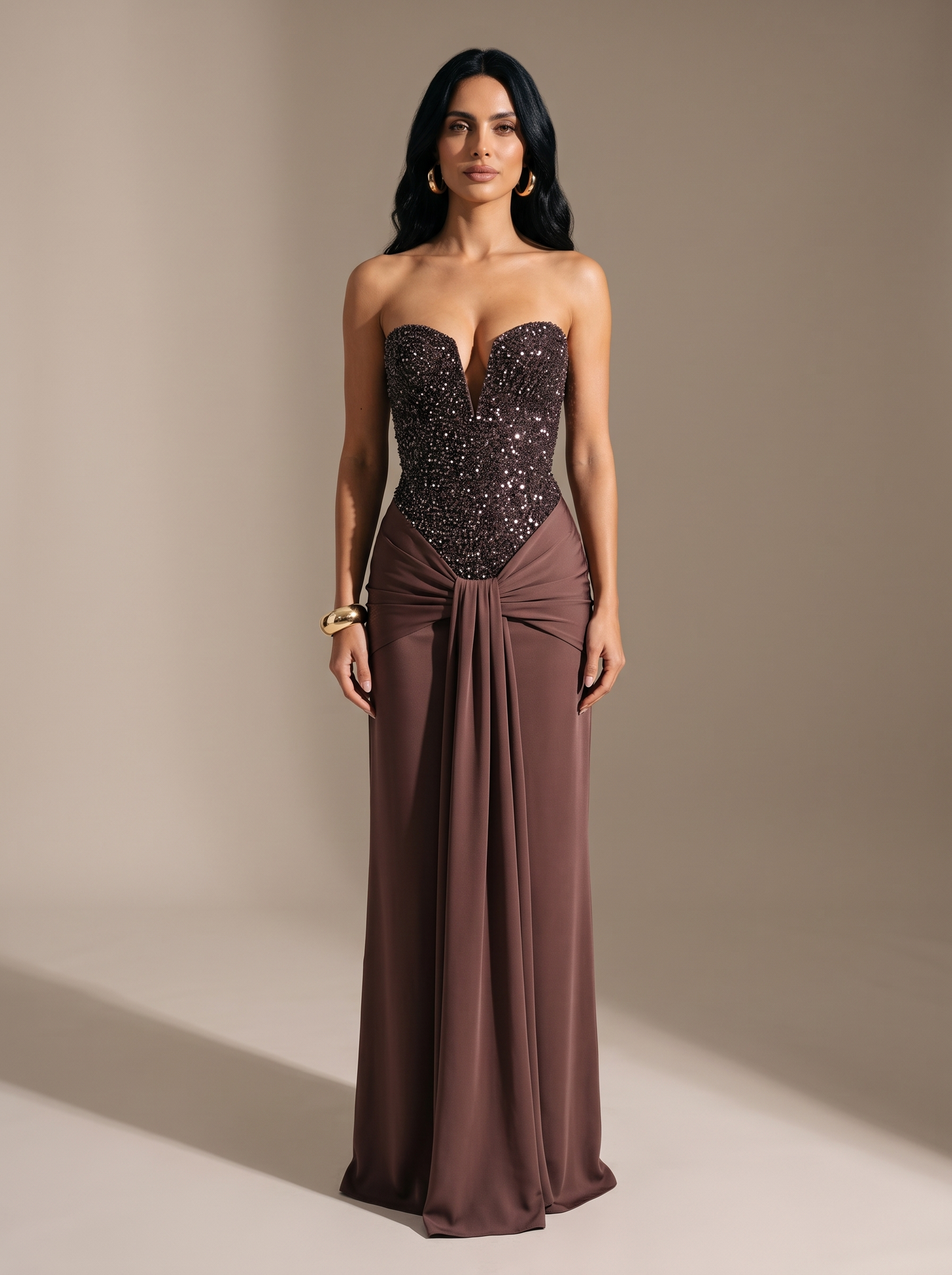 Raven Ballgown Gown - Khaki, front