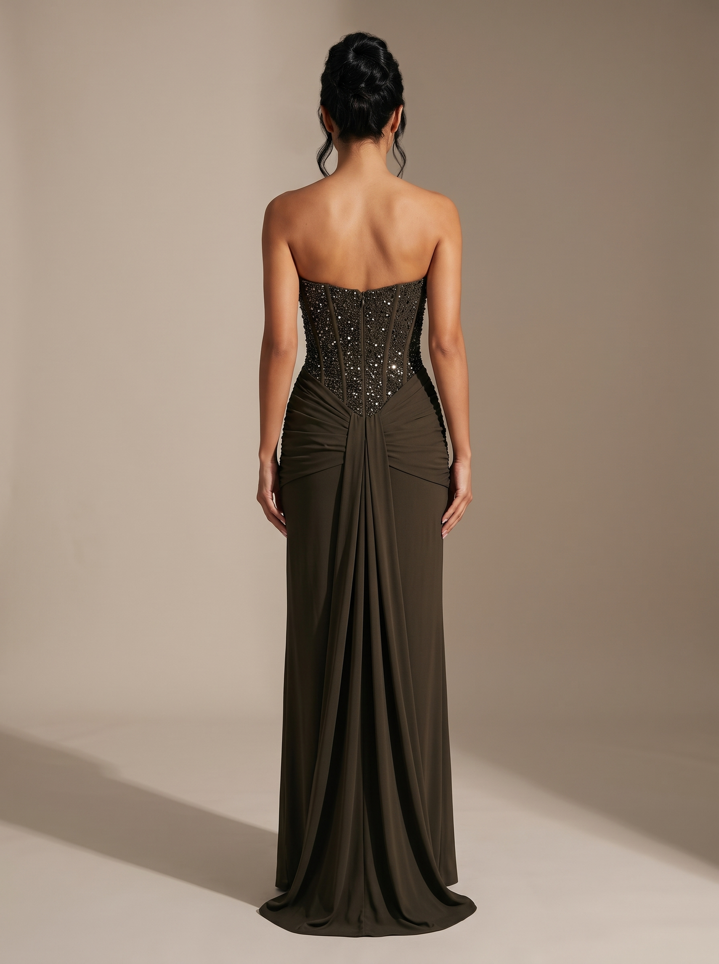 Raven Ballgown Gown - Khaki, back