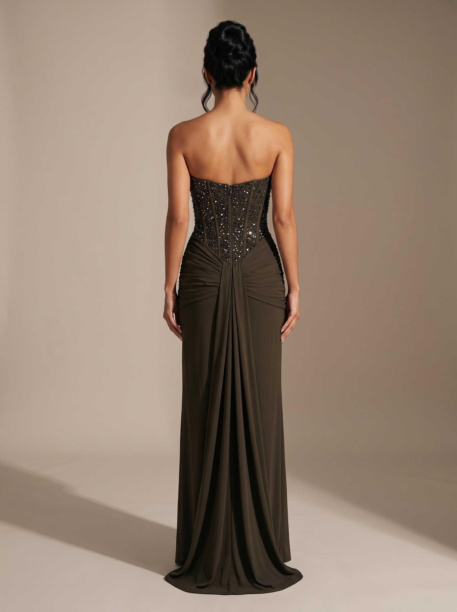 Raven Ballgown Gown - Khaki, back