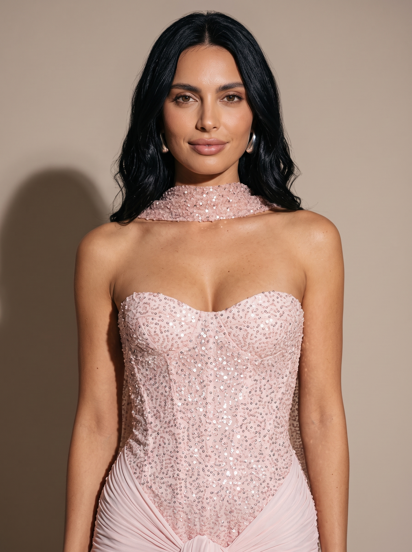 Raven Ballgown Gown - Pink, close up