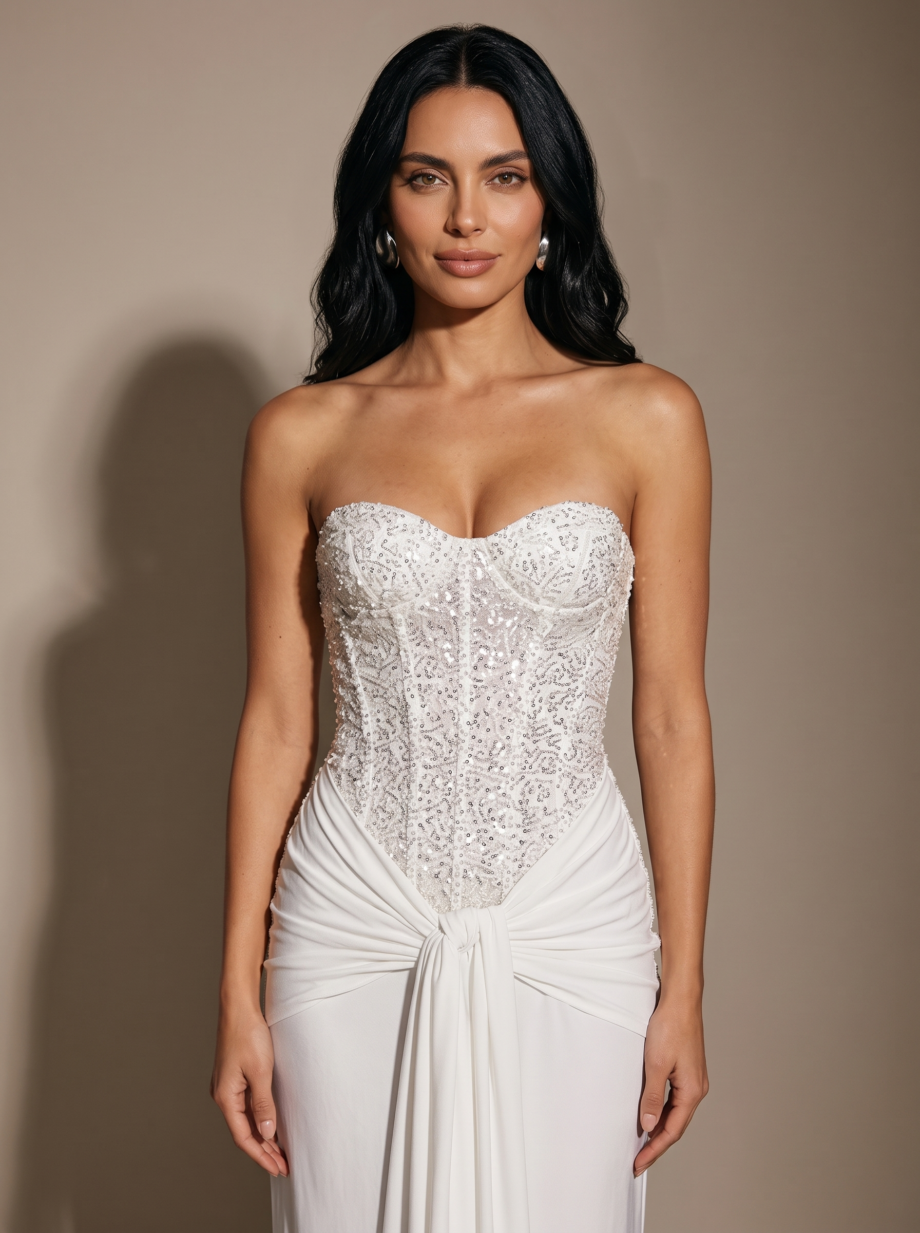 Raven Ballgown Gown - White, close up