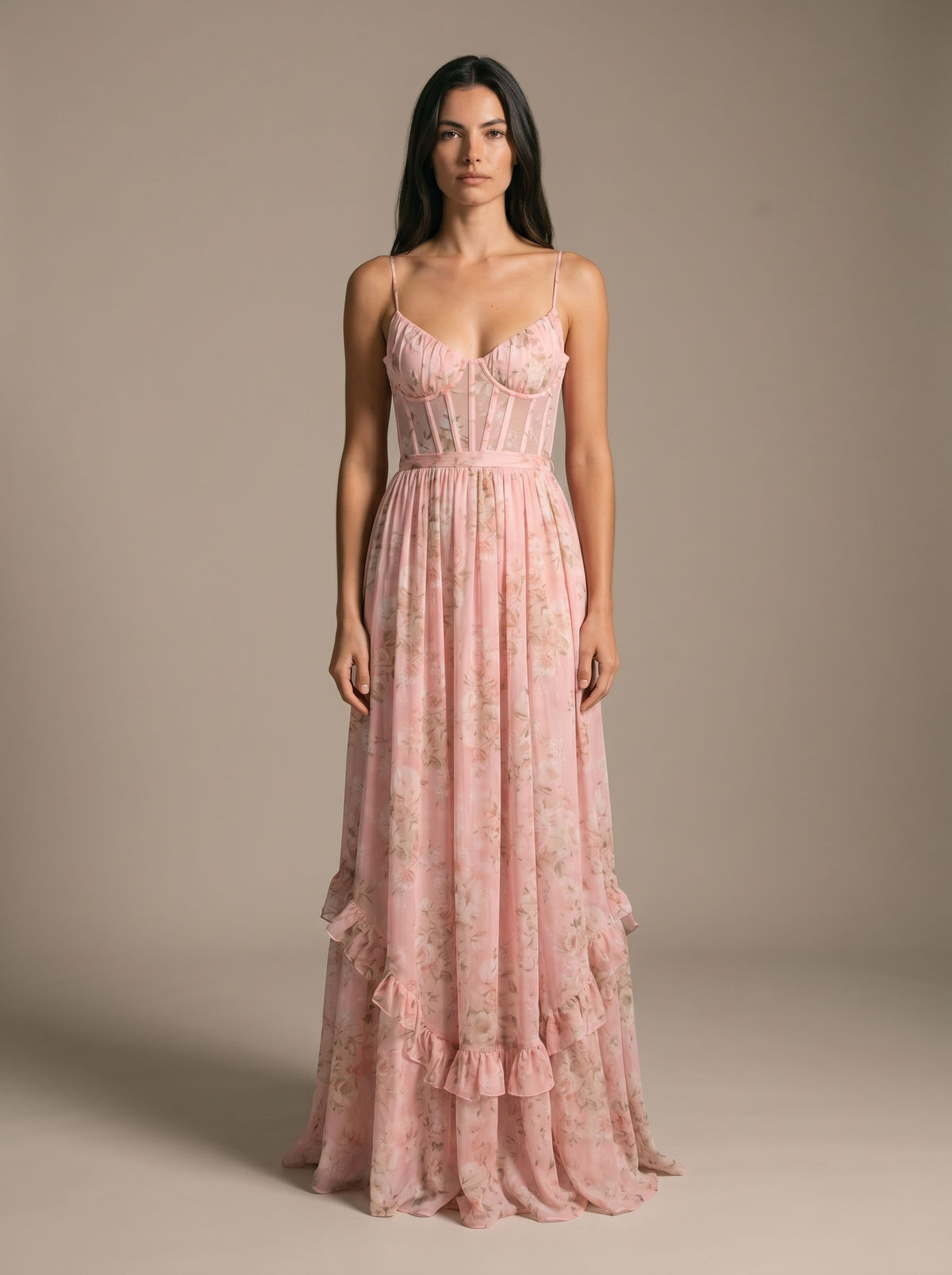 Monroe Maxi Dress - Blush Garden, front