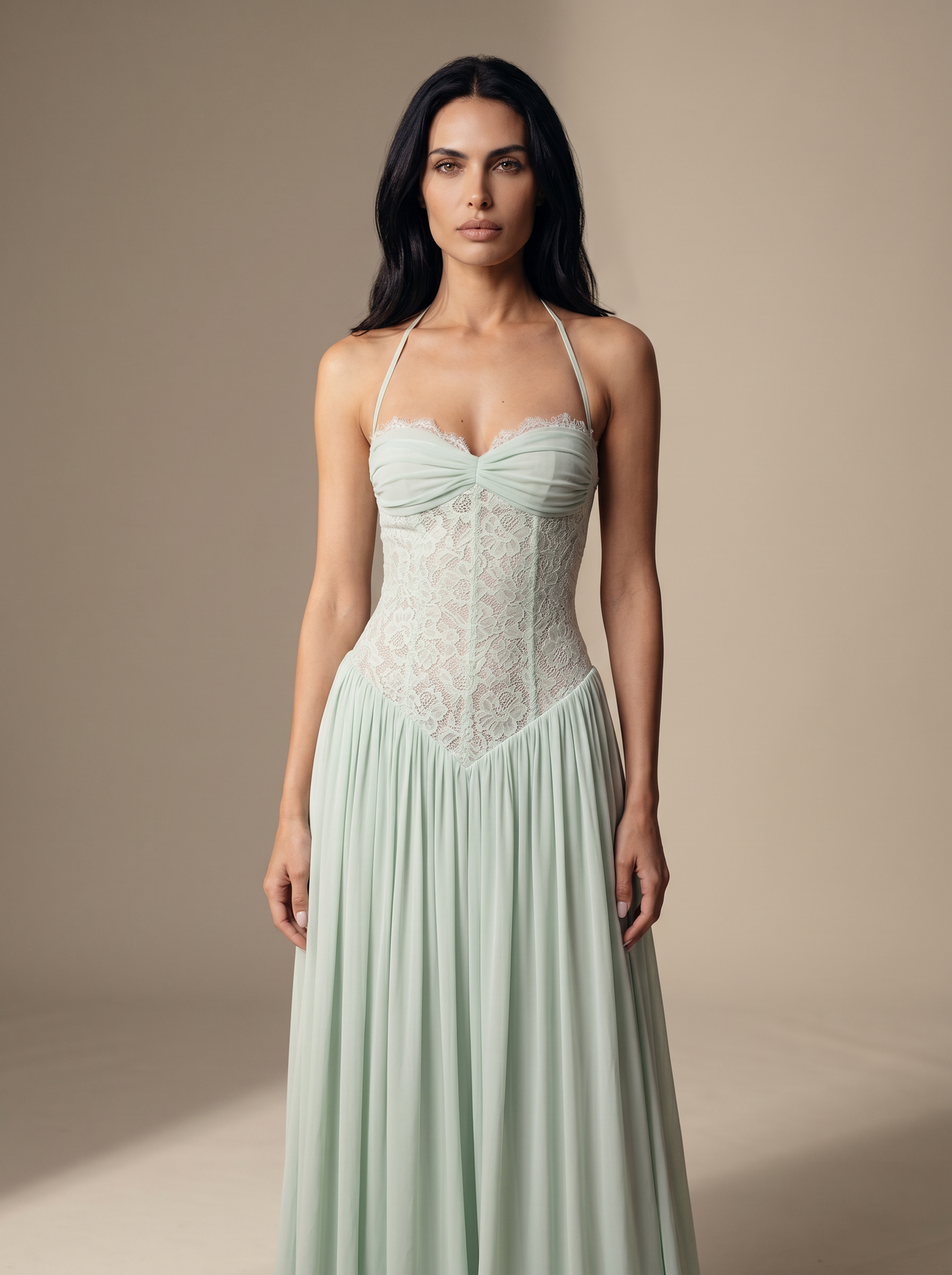 Leonie Maxi Dress - Mint, close up