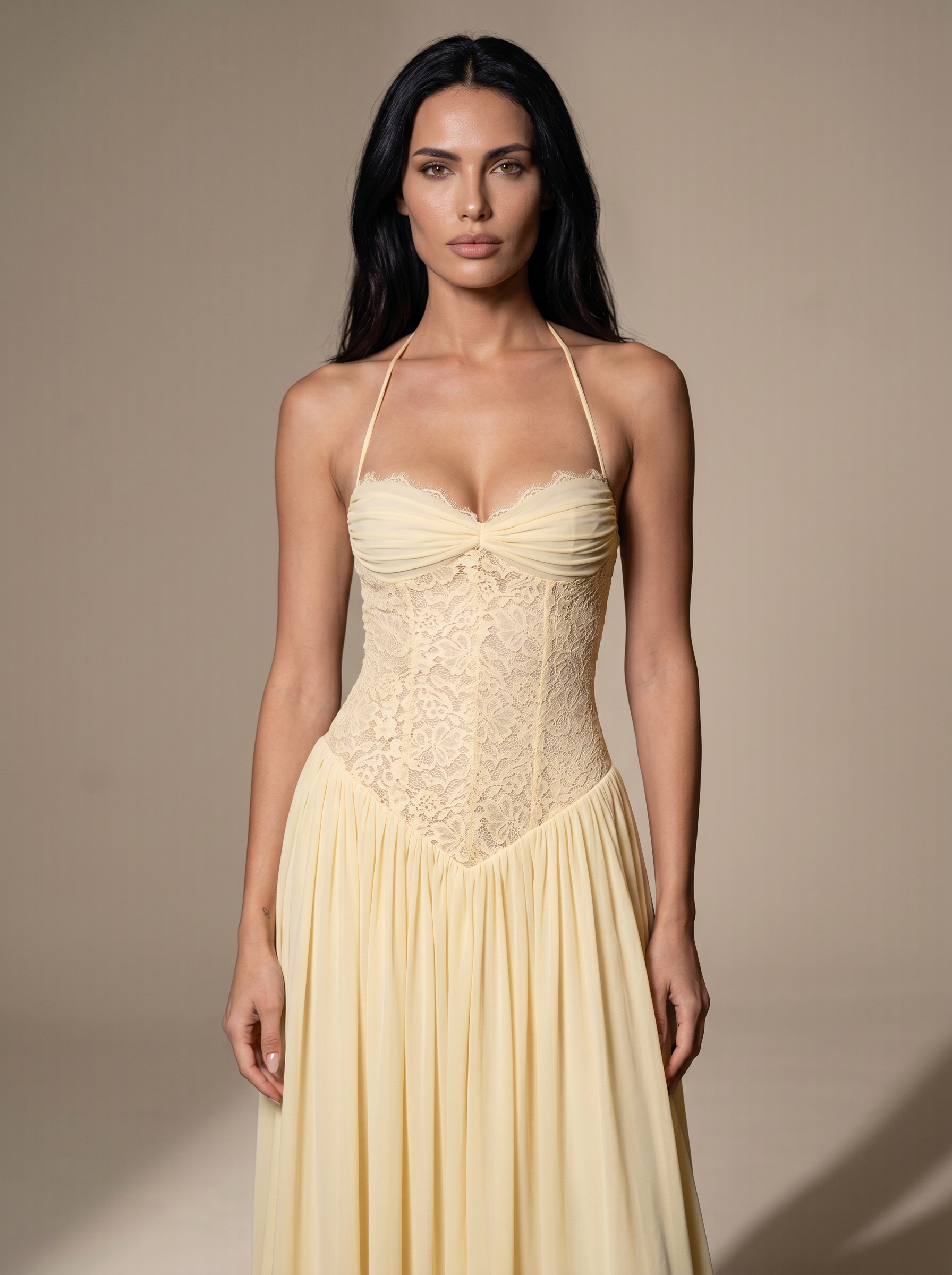 Leonie Maxi Dress - Butter, close up