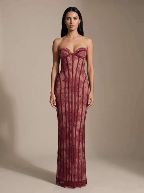 Louisa Maxi Dress - Burgundy, front