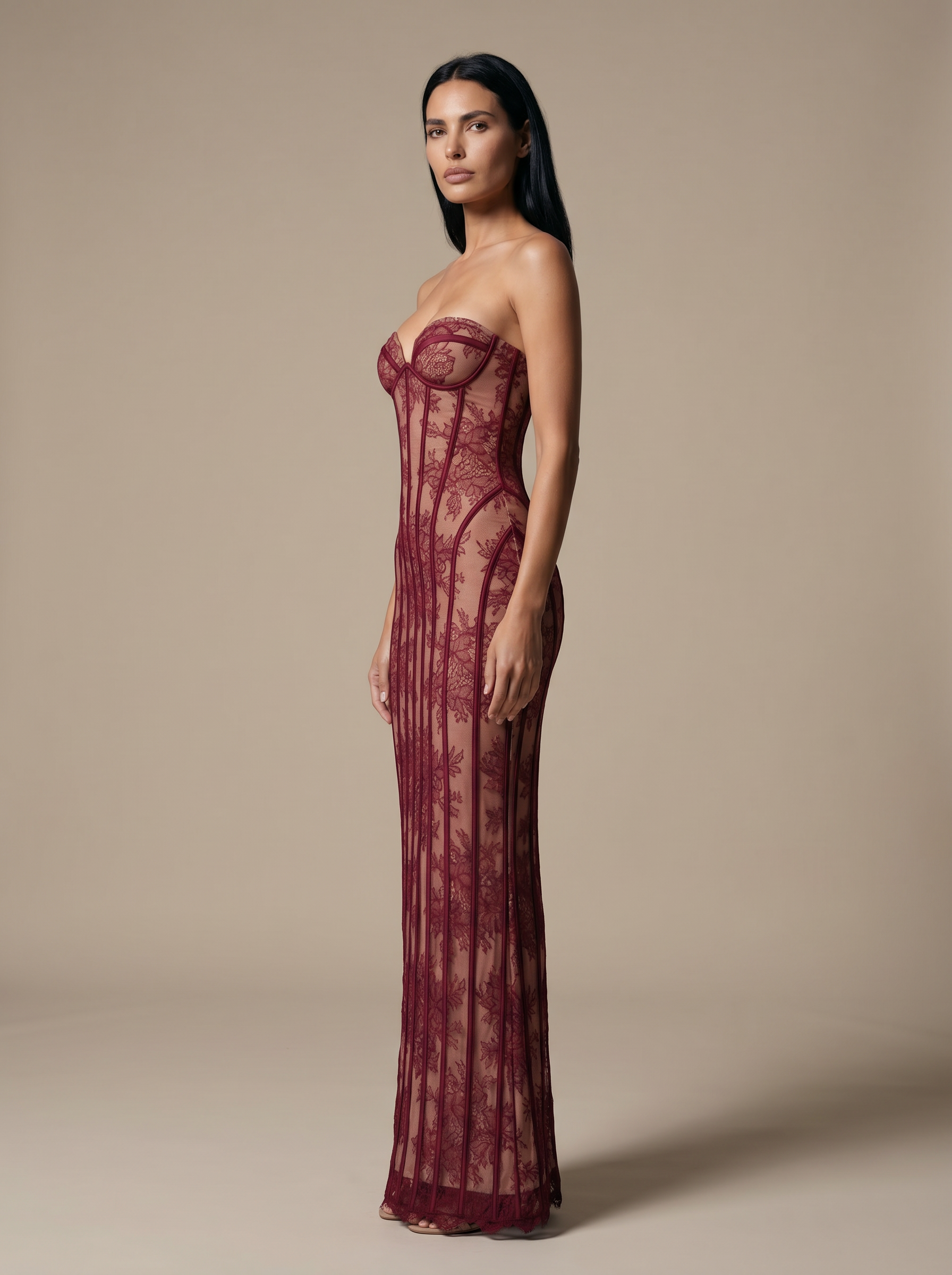 Louisa Maxi Dress - Burgundy, side