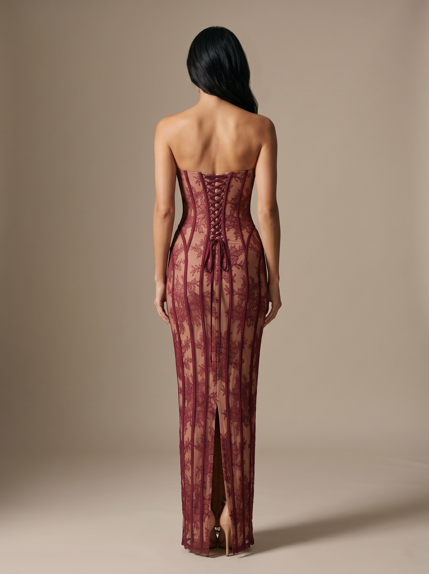 Louisa Maxi Dress - Burgundy, back