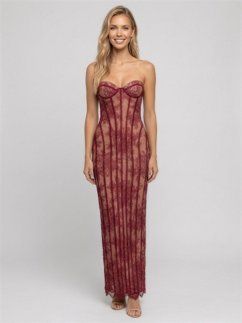 Nicole Maxi Dress - Burgundy