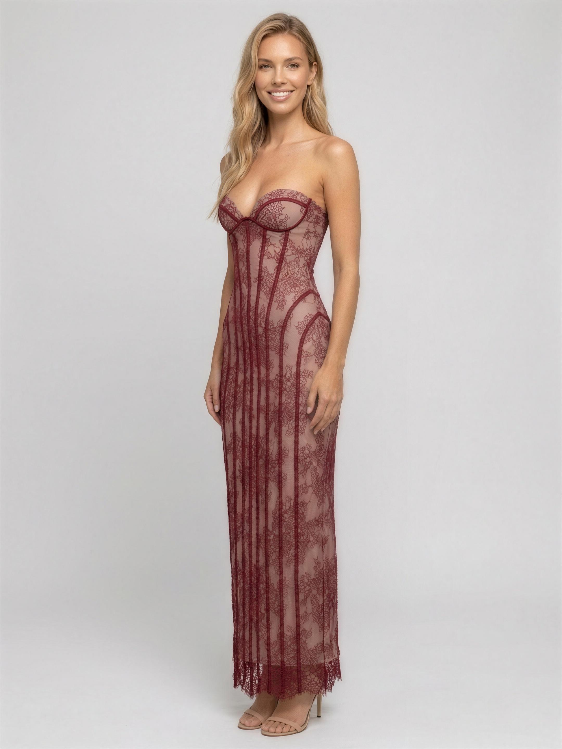 Nicole Maxi Dress - Burgundy