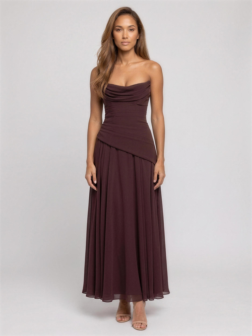 Zola Maxi Dress - Plum Brown