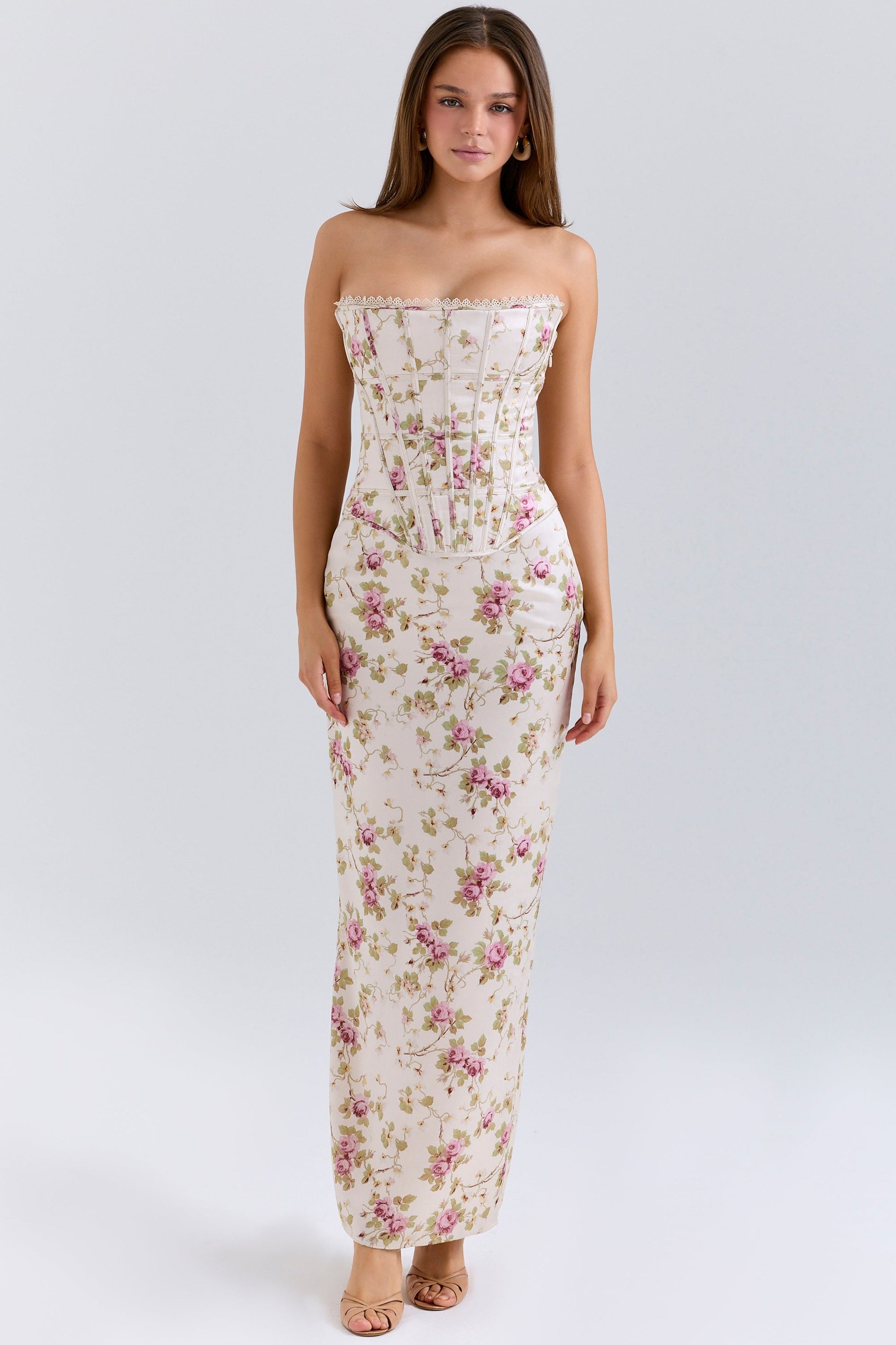 Keira Floral Backless Maxi Dress - Blanc Floral