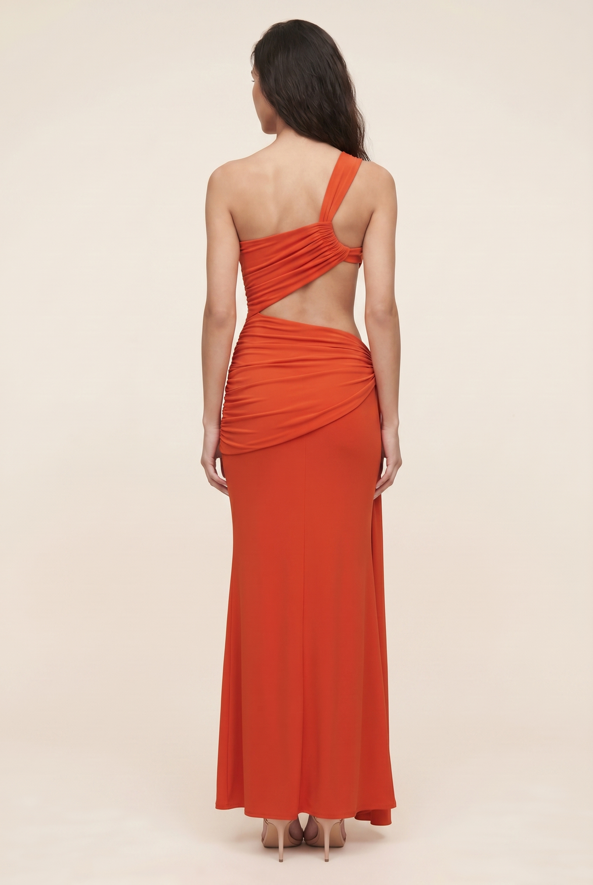 Isaura One Shoulder Maxi Dress - Orange