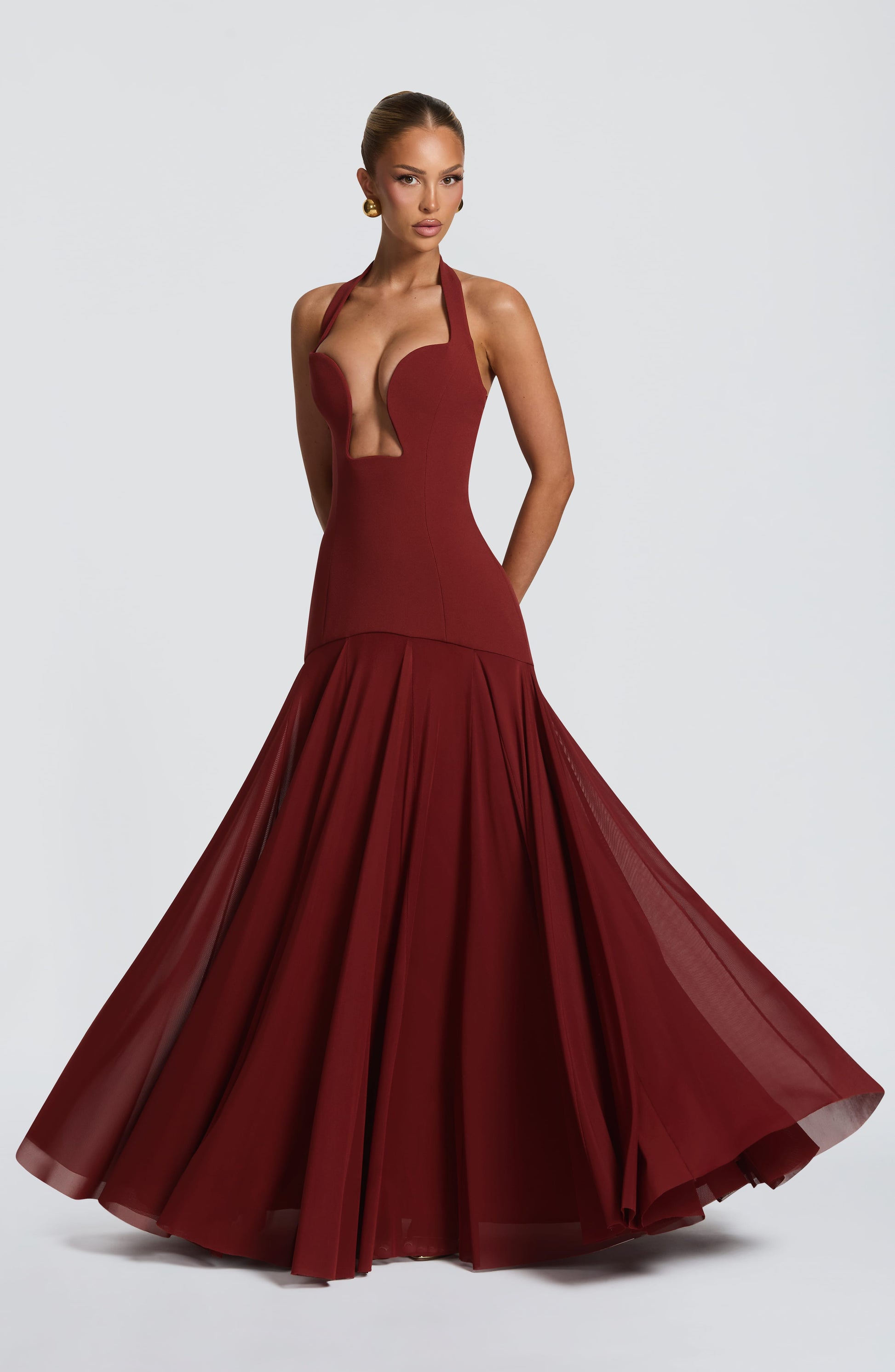 Jada Mesh Plunge Maxi Dress