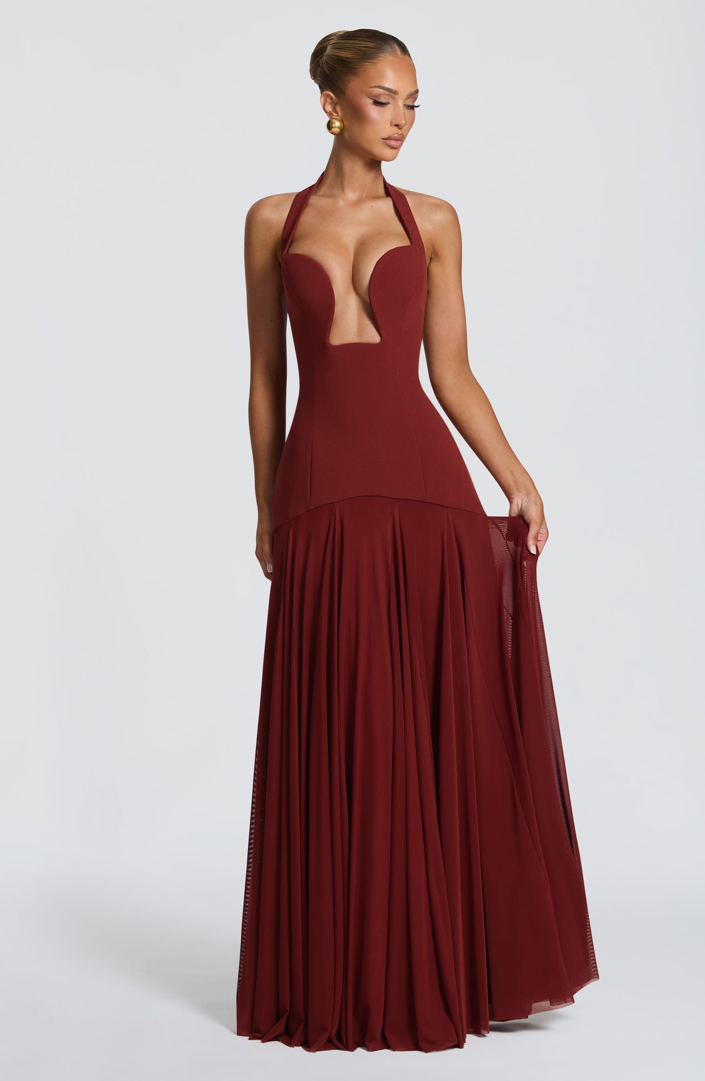 Jada Mesh Plunge Maxi Dress
