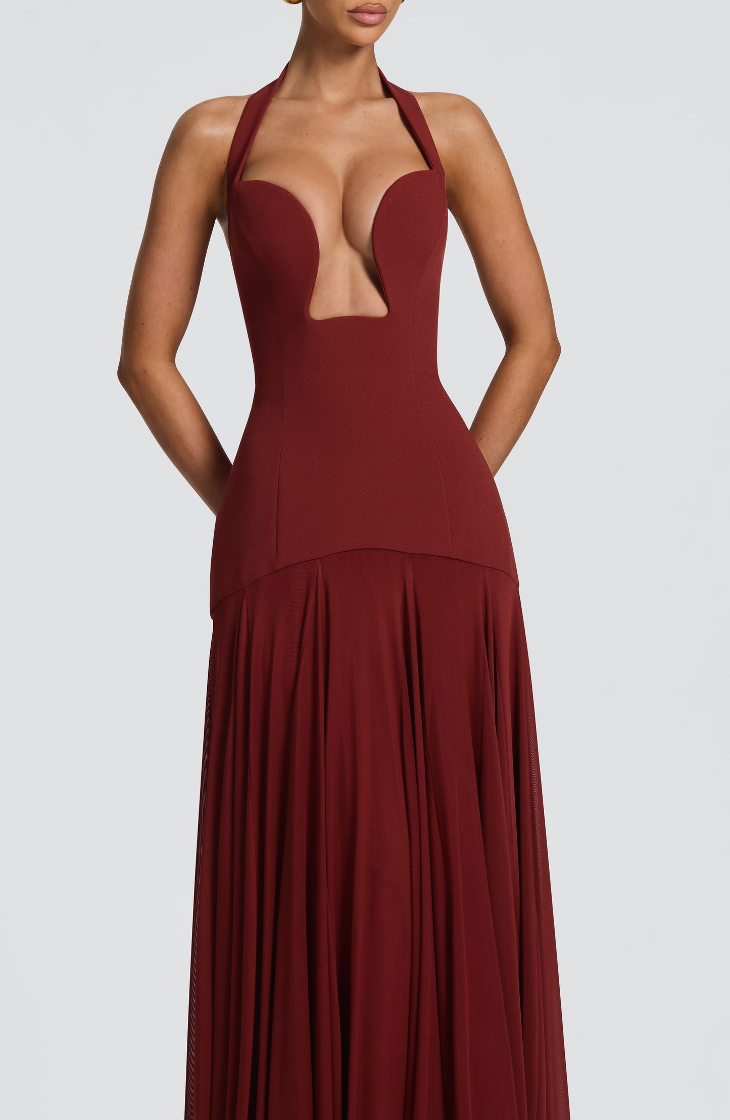Jada Mesh Plunge Maxi Dress