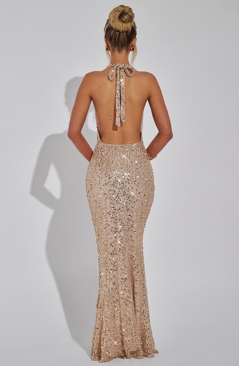 Kalina Glitter Maxi Dress - Champagne Gold