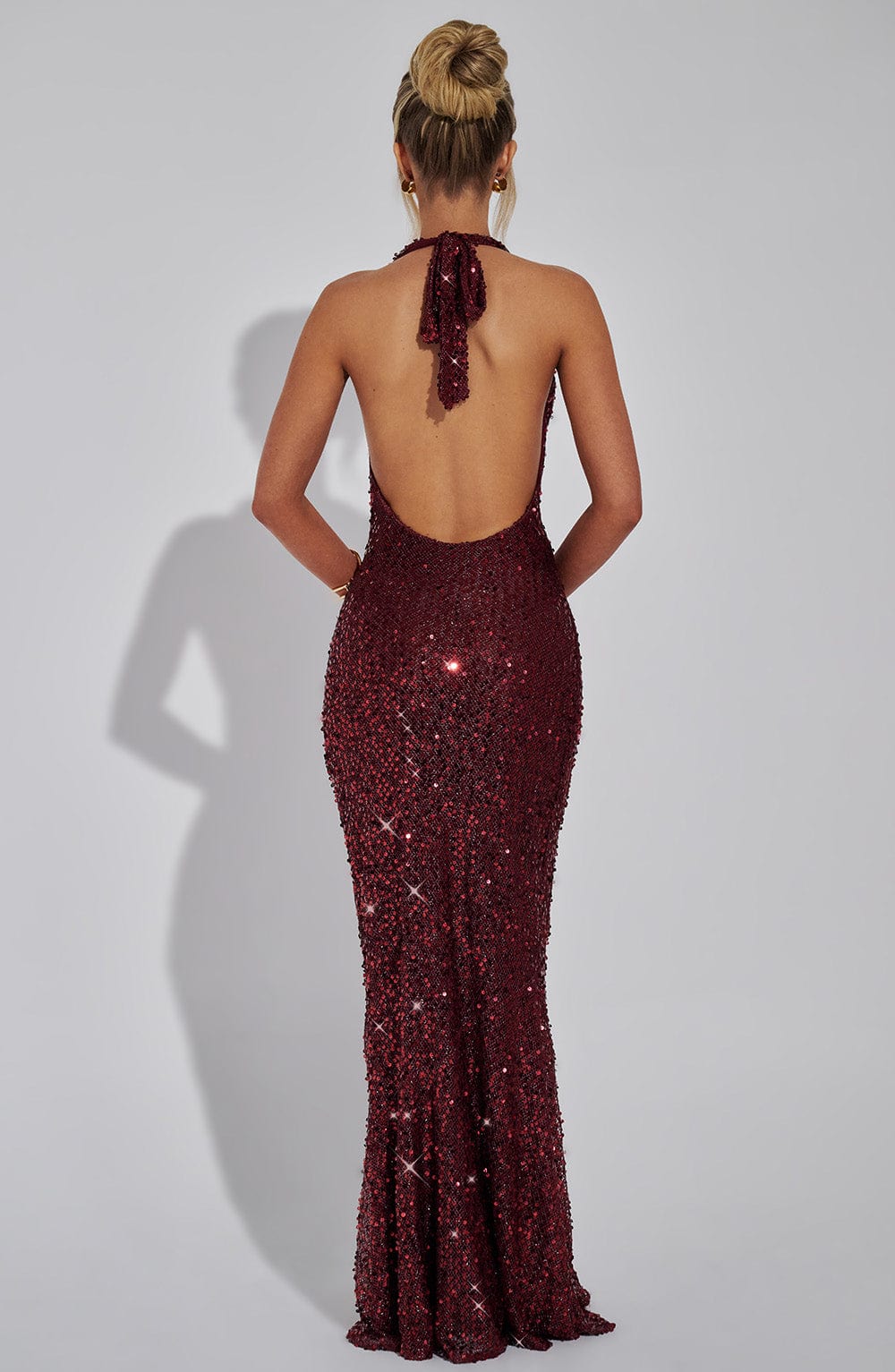 Kalina Glitter Maxi Dress - Wine Sparkle