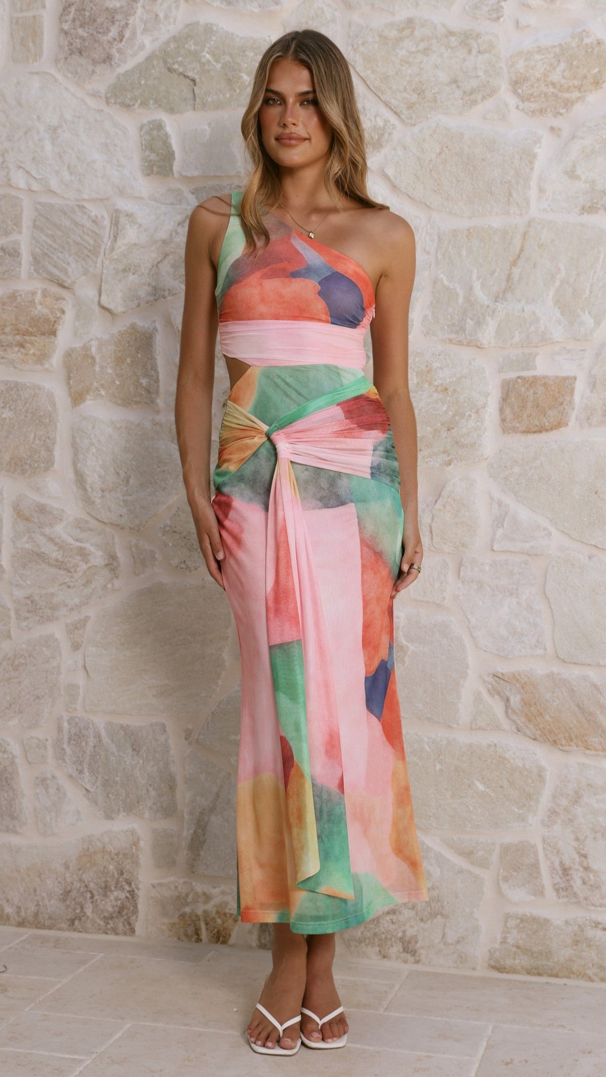 Kourt Cutout Maxi Dress - Cream Multi