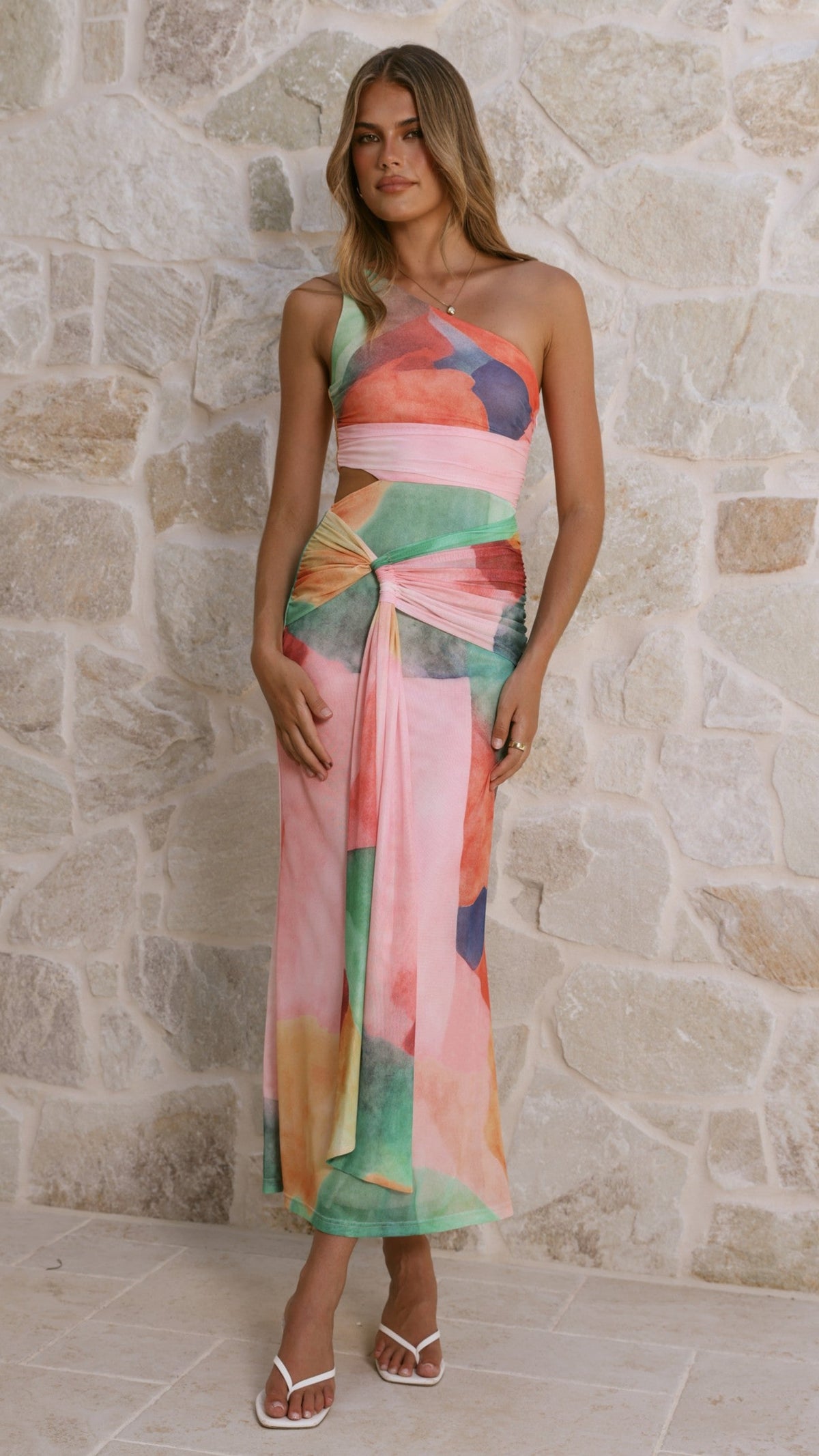 Kourt Cutout Maxi Dress - Cream Multi