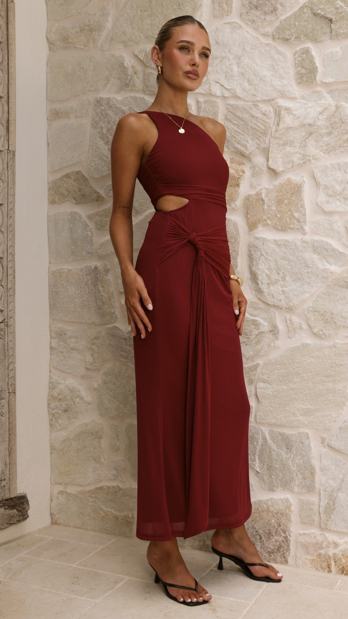Kourt Cutout Maxi Dress - Wine Red