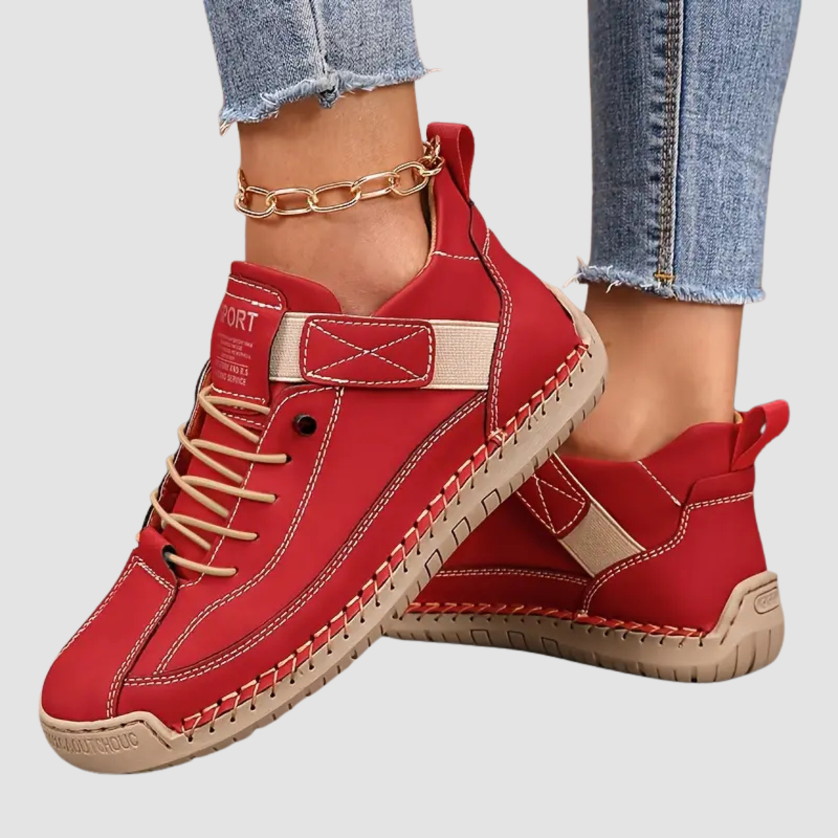 Albertine Mid-Top Sneakers - Red