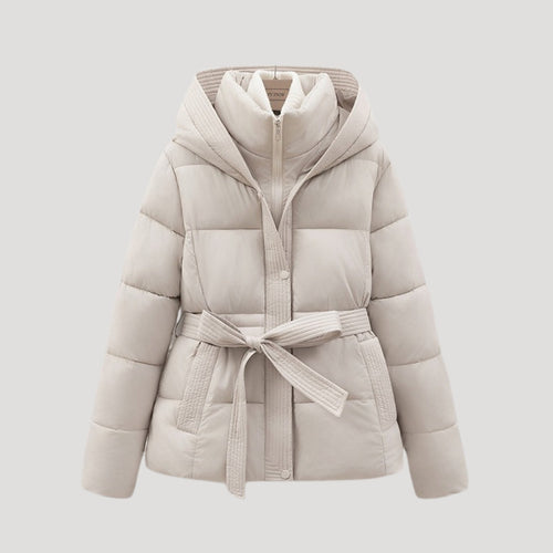 Aleida Hooded Puffer Jacket - Beige