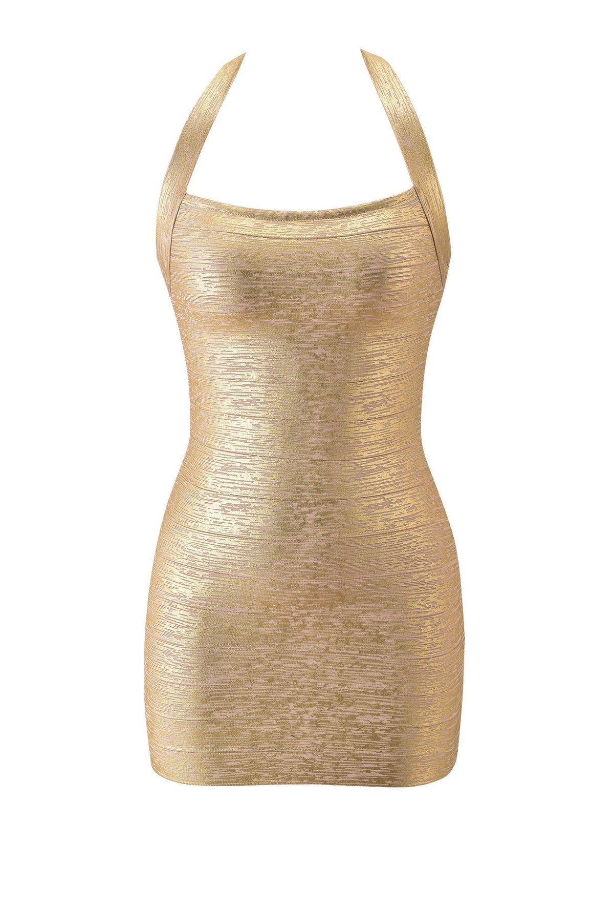 Amaris Metallic Bandage Mini Dress - Gold