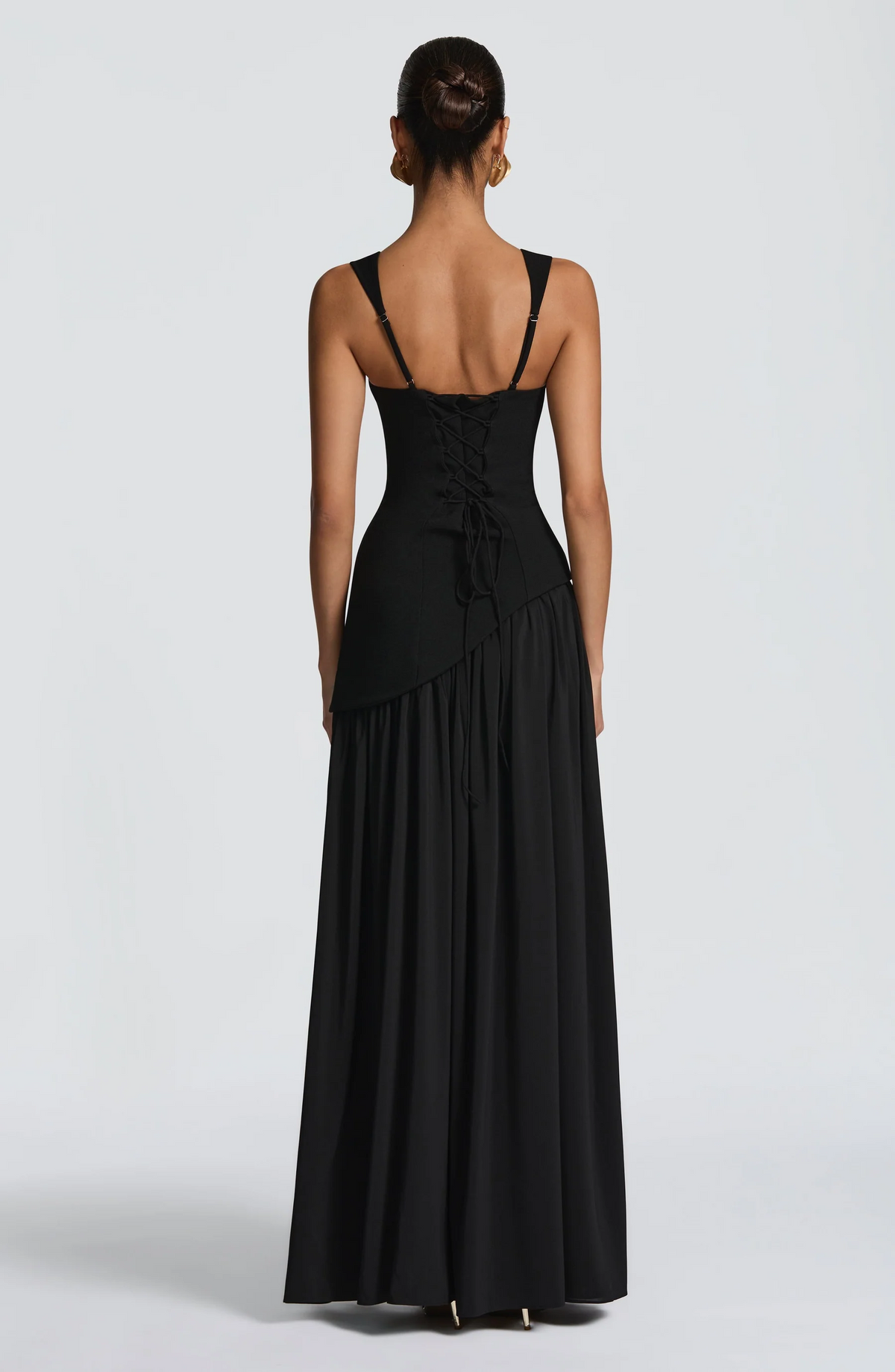 Anja Satin Square-Neck Maxi Dress