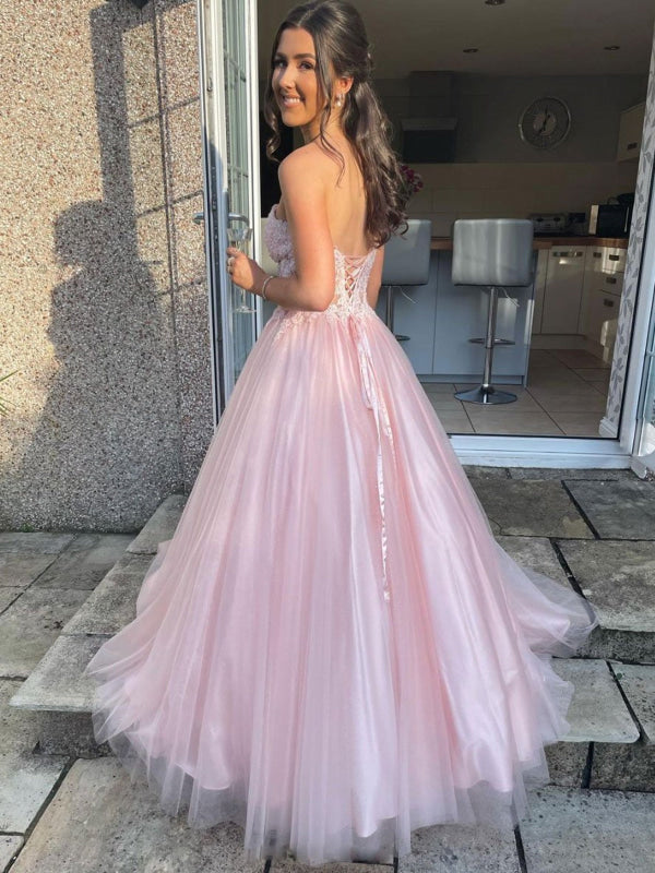 Anthea Lace Tulle Gown - Blush