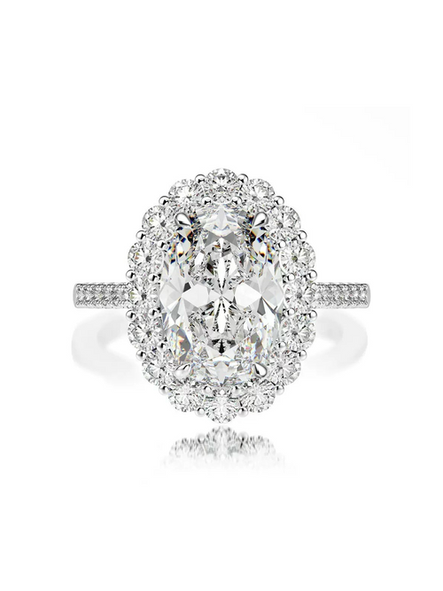 Avalyn Oval Halo Ring - White